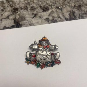 Signed AJMC Pumpkin Time Scarecrow Costume Brooch /Pin